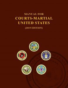 Book cover of the 2019 Manual for Courts Martial United States