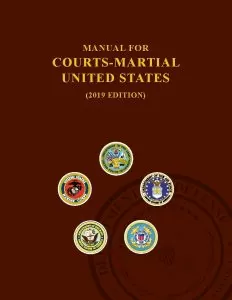 An image of the cover for the 2019 Manual for Courts-Martial; Article 120b Rape and Sexual Assault of a Child; appeal an Article 120b conviction