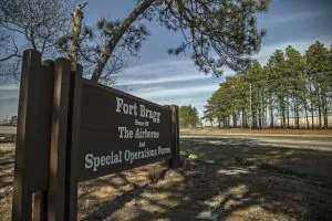 Entrance sign to Fort Bragg Home of the Airborne and Special Operations Forces