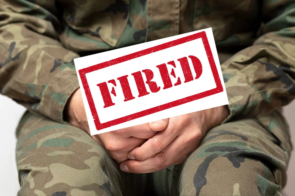 Graphic of Soldier sitting pensively because he is going to be fired; how adverse administrative action leads to adsep; GOMOR leads to Board of Inquiry