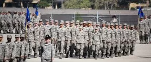 image of Airmen in formation marching during training at Lackland air force base; Military Lawyer Lackland air force base; military lawyer randolph air force base; military lawyer fort sam houston