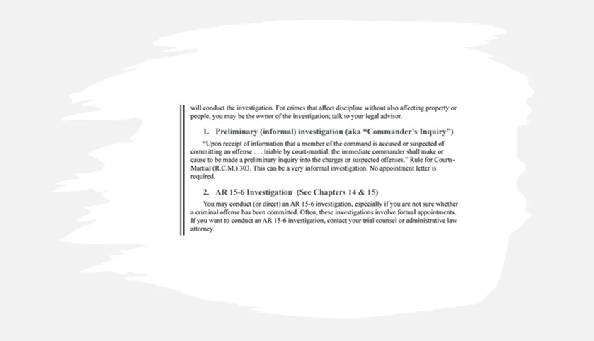 Difference Between a Commander's Inquiry and a 15-6 Investigation