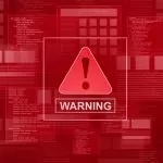 Red graphic with the word "Warning' under a triangle with an exclamation mark with in it. UIF; unfavorable information file