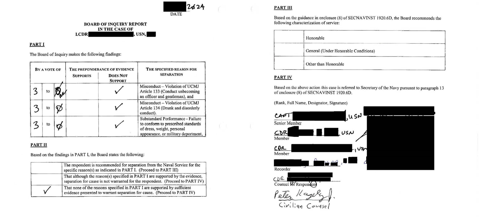 Board Of Inquiry or Show Cause Board